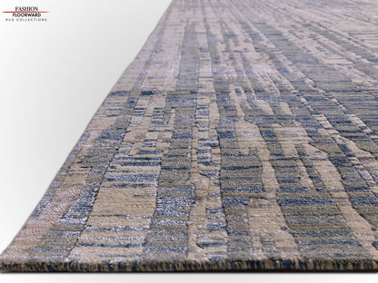 Carved, Contemporary Tibetan-Style 12x15 (blue/gray)