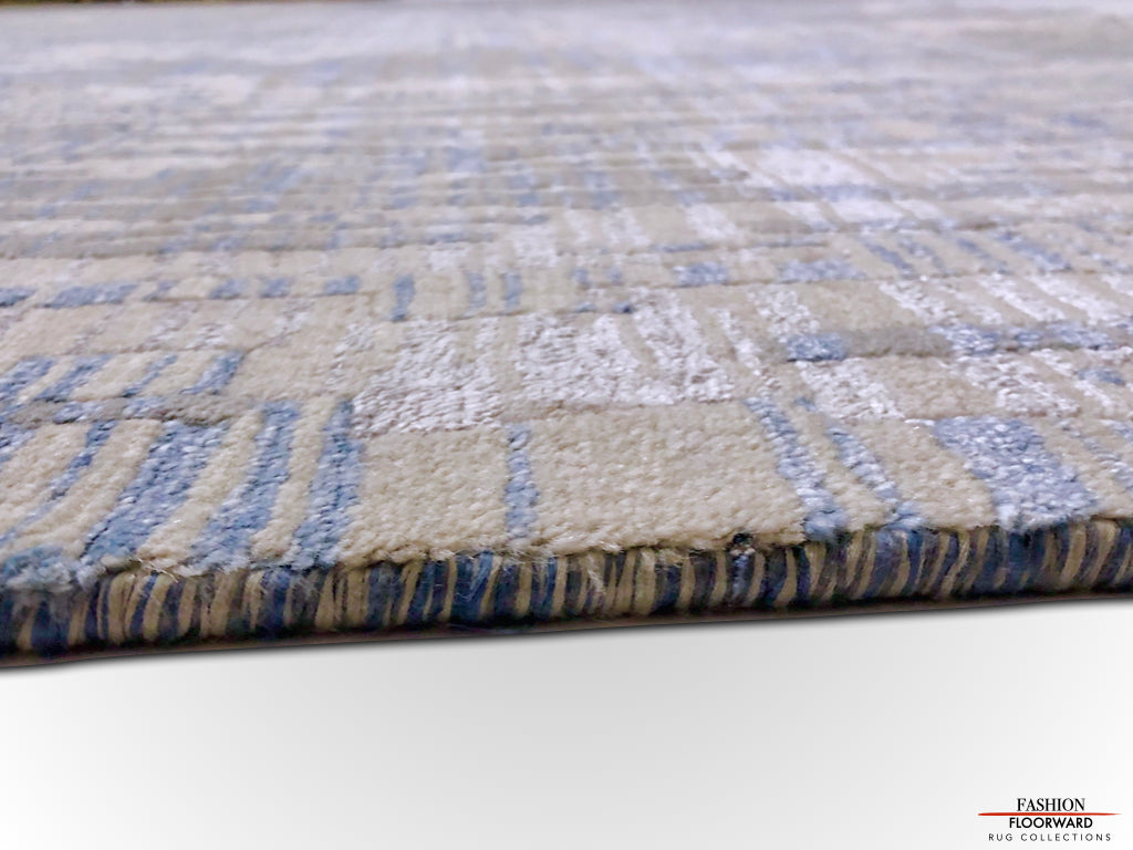 Carved, Contemporary Tibetan-Style 12x15 (blue/gray)