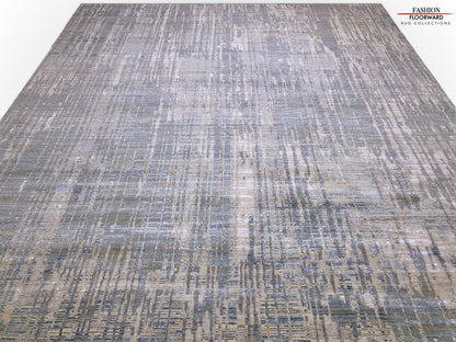 Carved, Contemporary Tibetan-Style 12x15 (blue/gray)