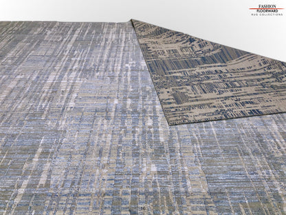 Carved, Contemporary Tibetan-Style 12x15 (blue/gray)