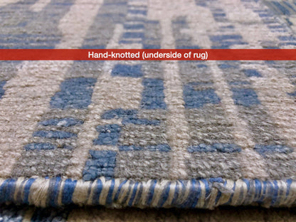 Carved, Contemporary Tibetan-Style 12x15 (blue/gray)