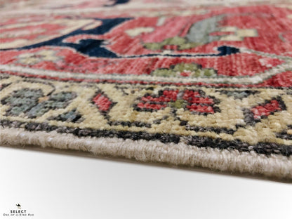 Afghan Heriz (10'03"x14'00") ivory/red