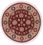Indo-Persian dkred/ivory 4' Round