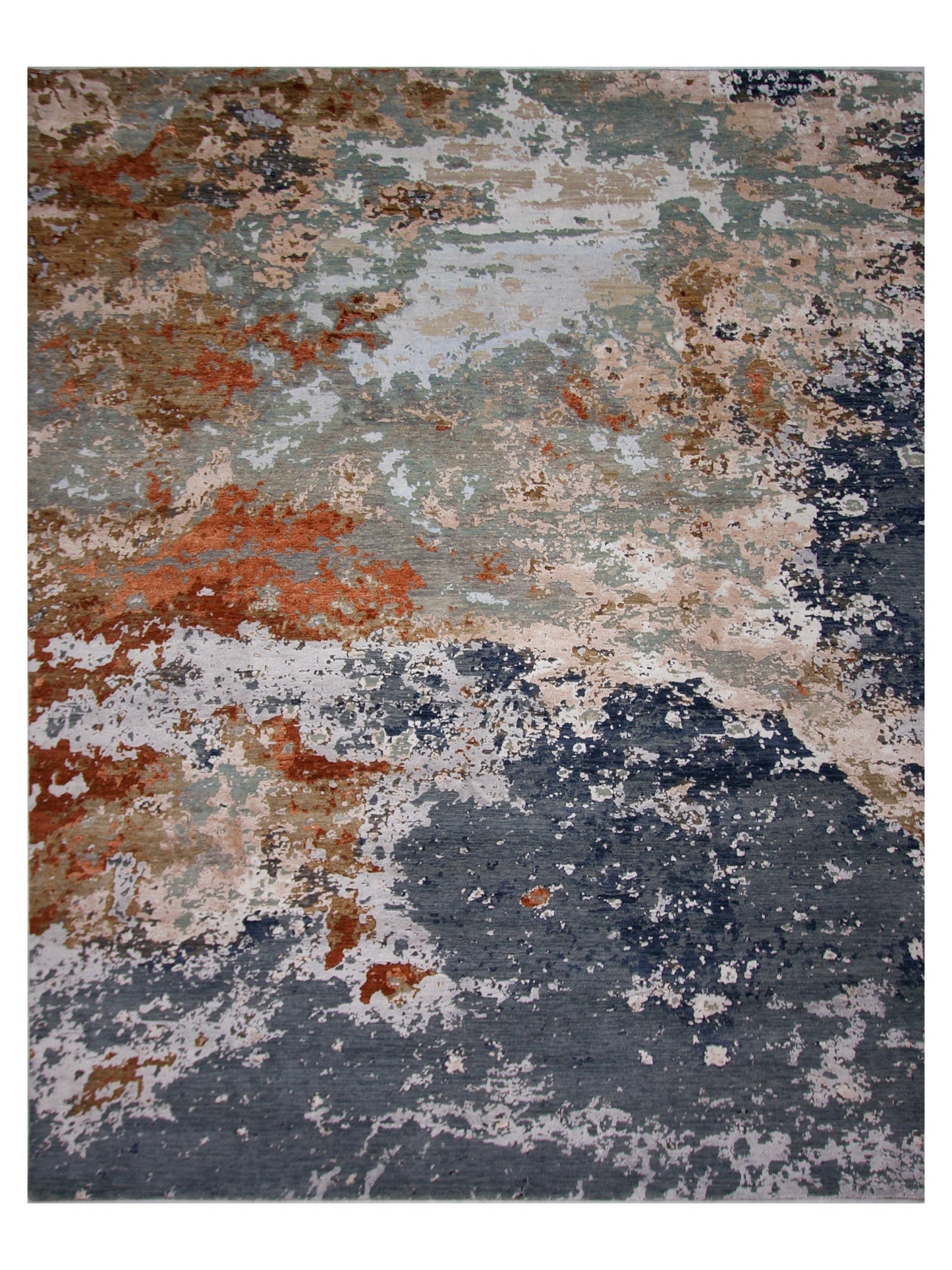 Textured Contemporary (7'11"x9'11") blue/rust