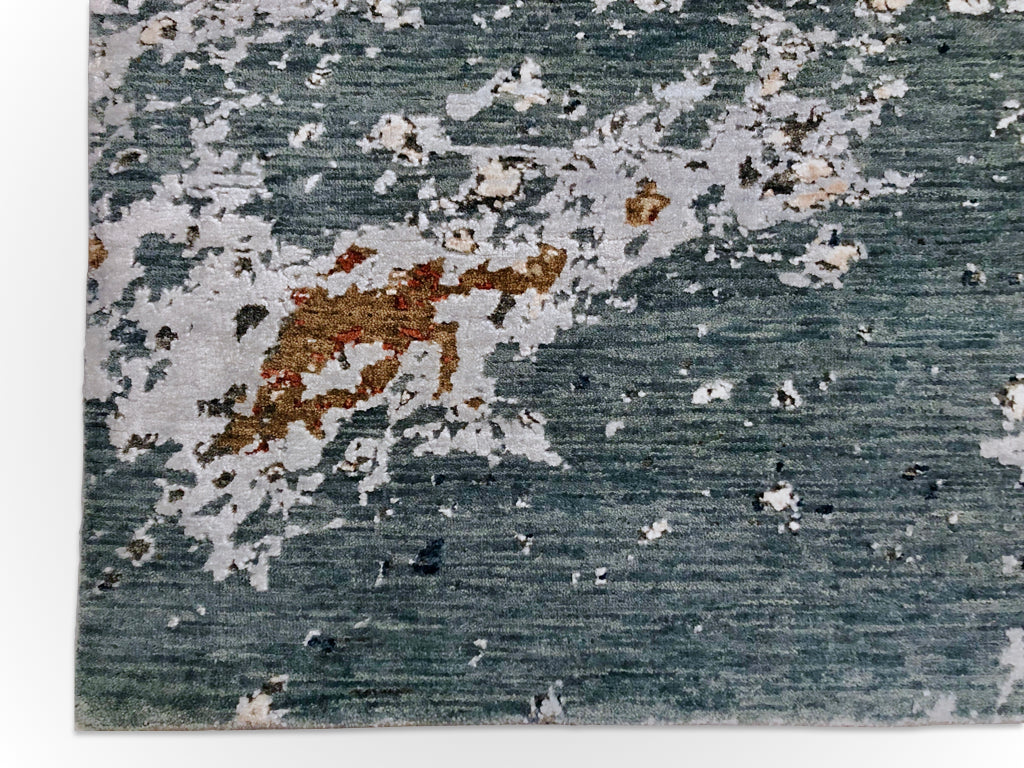 Textured Contemporary (7'11"x9'11") blue/rust