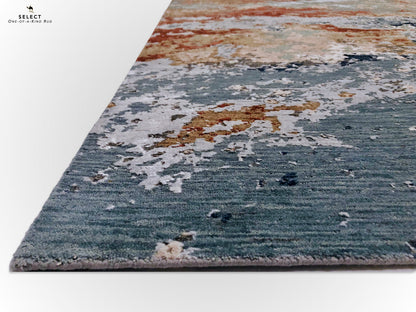 Textured Contemporary (7'11"x9'11") blue/rust