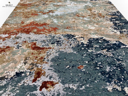 Textured Contemporary (7'11"x9'11") blue/rust