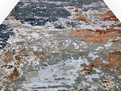 Textured Contemporary (7'11"x9'11") blue/rust
