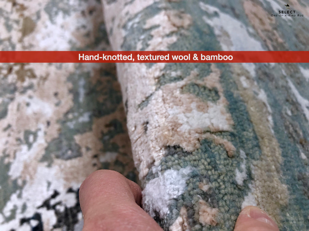 Textured Contemporary (7'11"x9'11") blue/rust