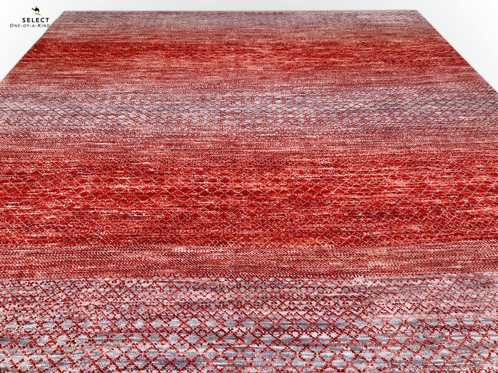 Durva/Grass Design (9'01"x11'06") red/gray