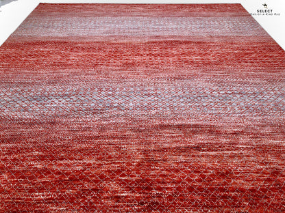 Durva/Grass Design (9'01"x11'06") red/gray