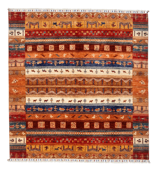 Khurjeen/Gabbeh (6'06"x6'10") rust/multicolor
