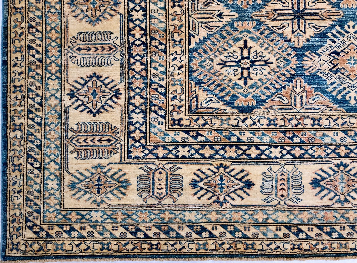 Antique Washed Super Kazak (10'06"x13'08") blue/ivory