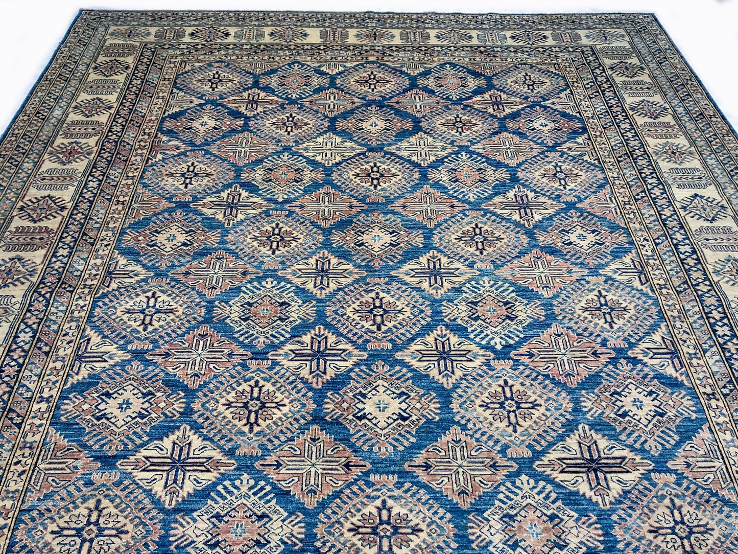 Antique Washed Super Kazak (10'06"x13'08") blue/ivory