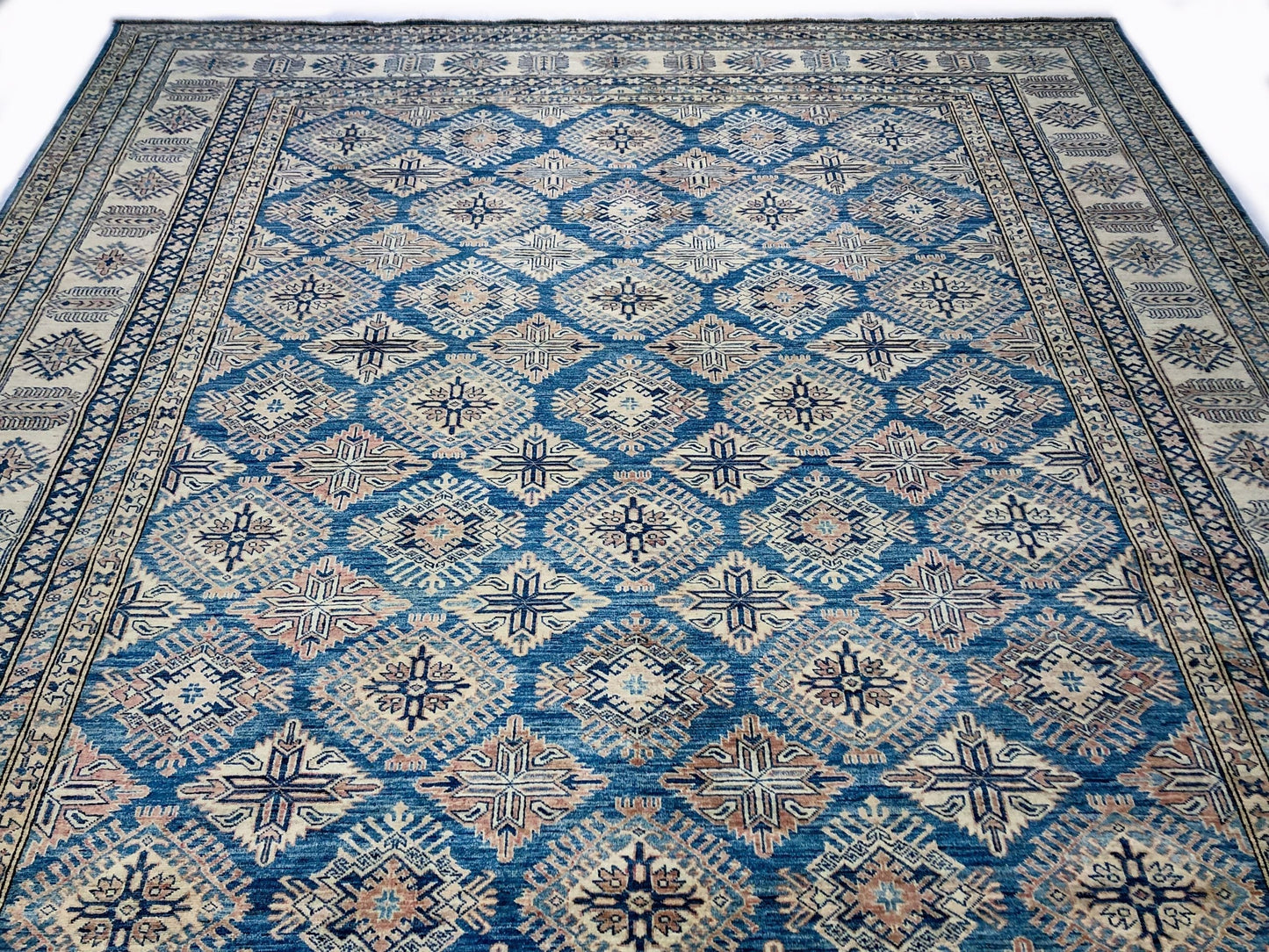 Antique Washed Super Kazak (10'06"x13'08") blue/ivory