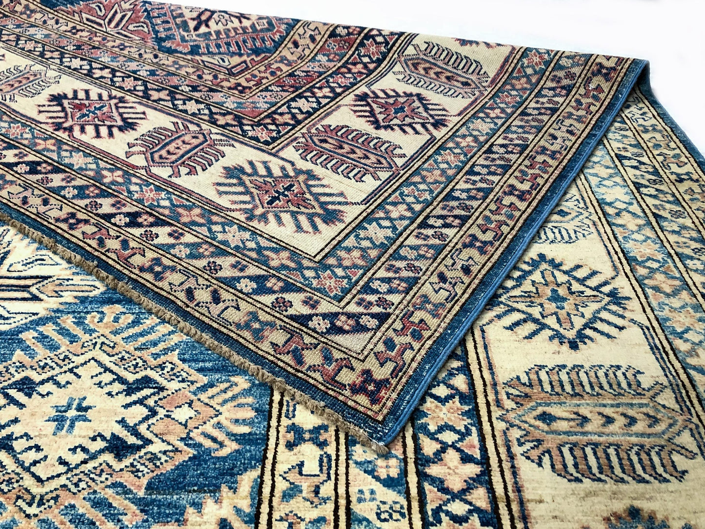 Antique Washed Super Kazak (10'06"x13'08") blue/ivory