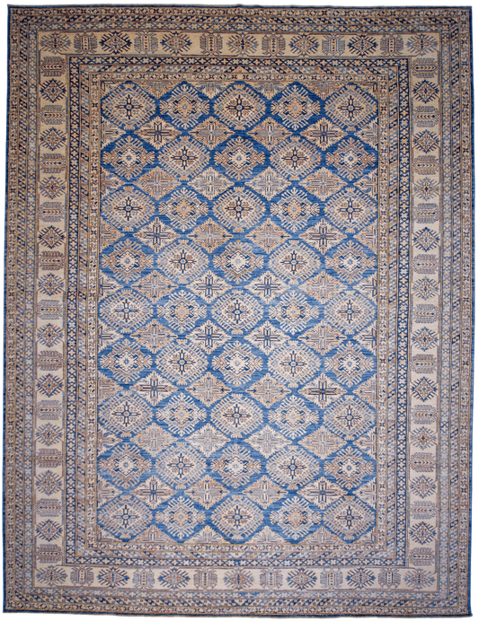 Antique Washed Super Kazak (10'06"x13'08") blue/ivory