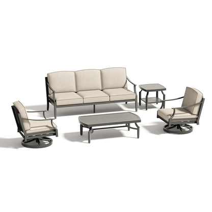 Tamarin 5 Pieces Aluminum Patio Conversation Set With Swivel Chair