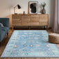 Teal Blue Oushak Area Washable Rug
