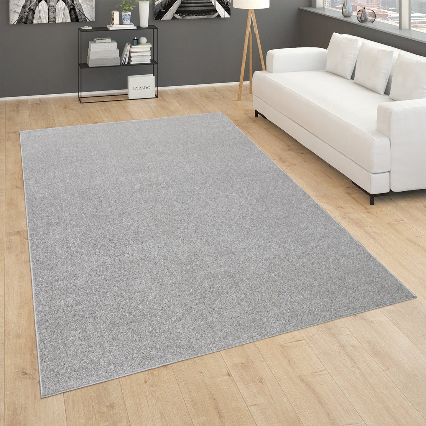 Solid Flatweave Rug Porto for Living Room - Silver