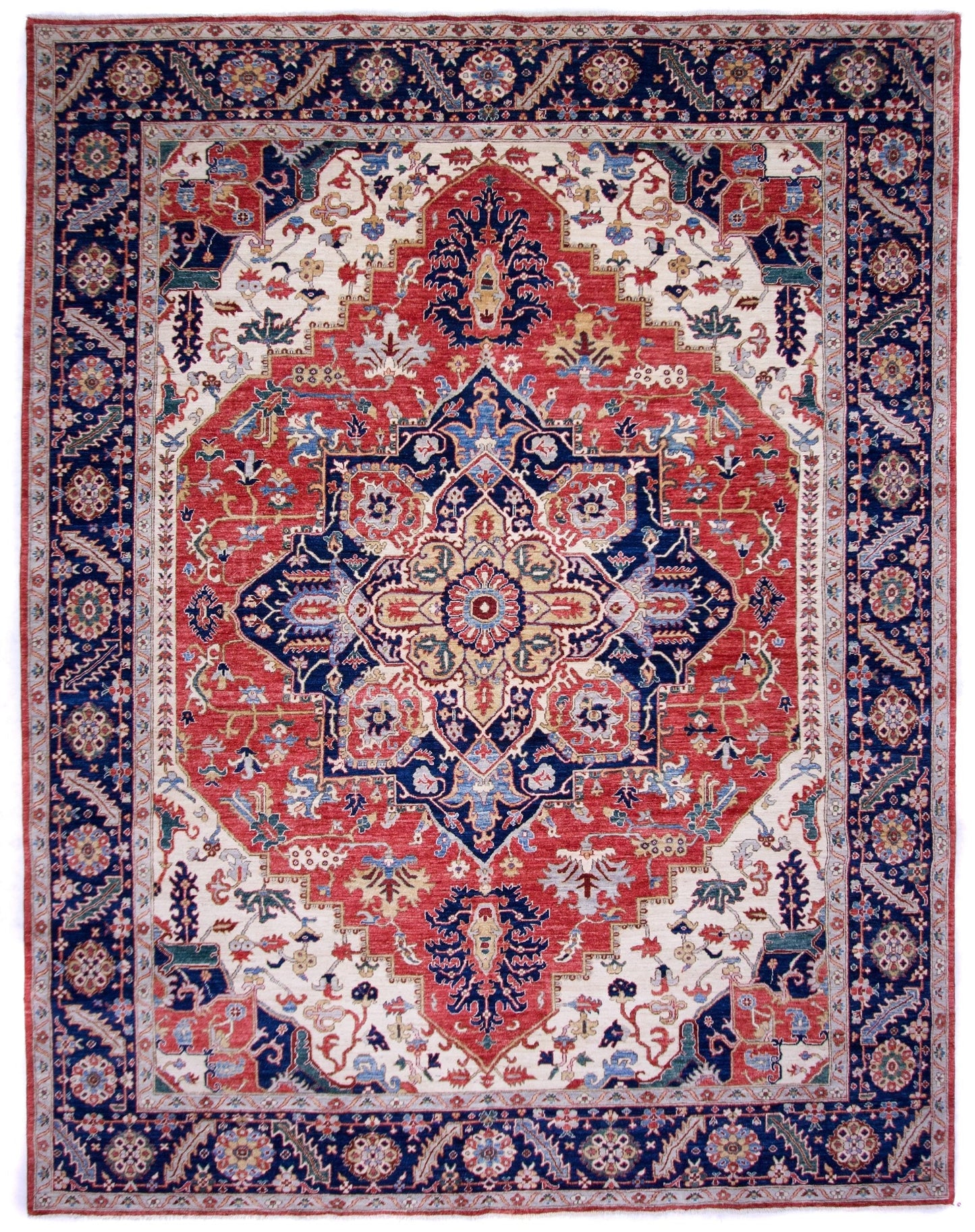 Serapi (9'00"x11'07") red/ivory/navy