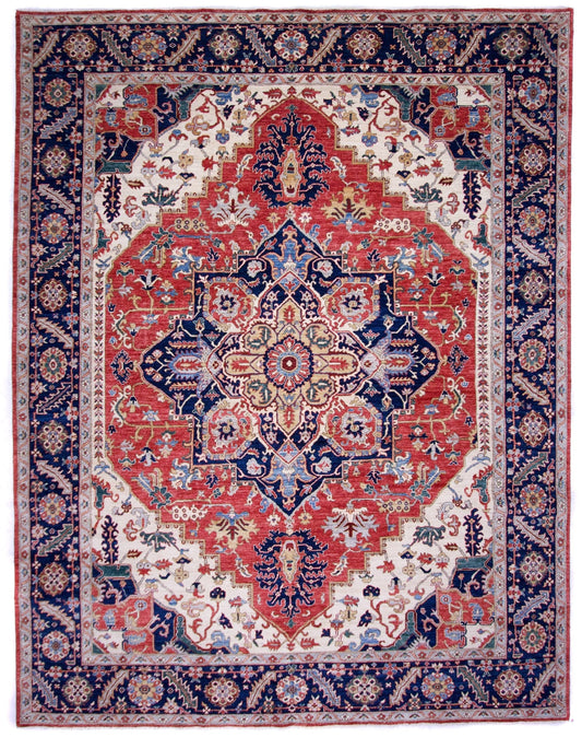 Serapi (9'00"x11'07") red/ivory/navy