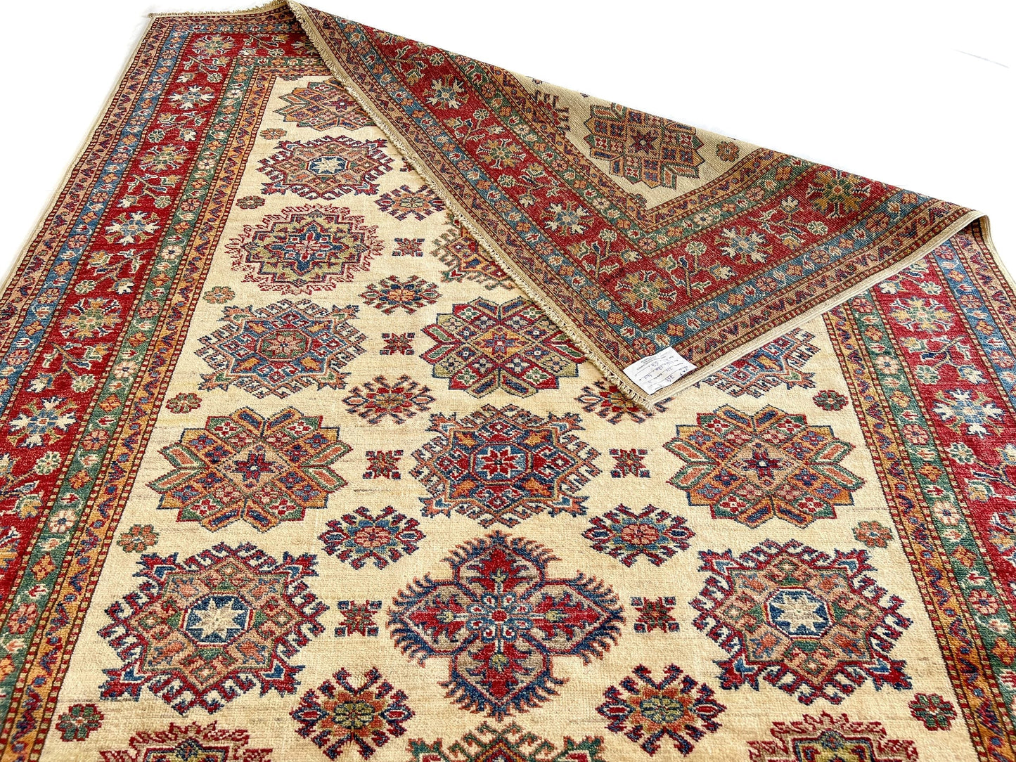 Super Kazak (5'07"x7'09") ivory/red