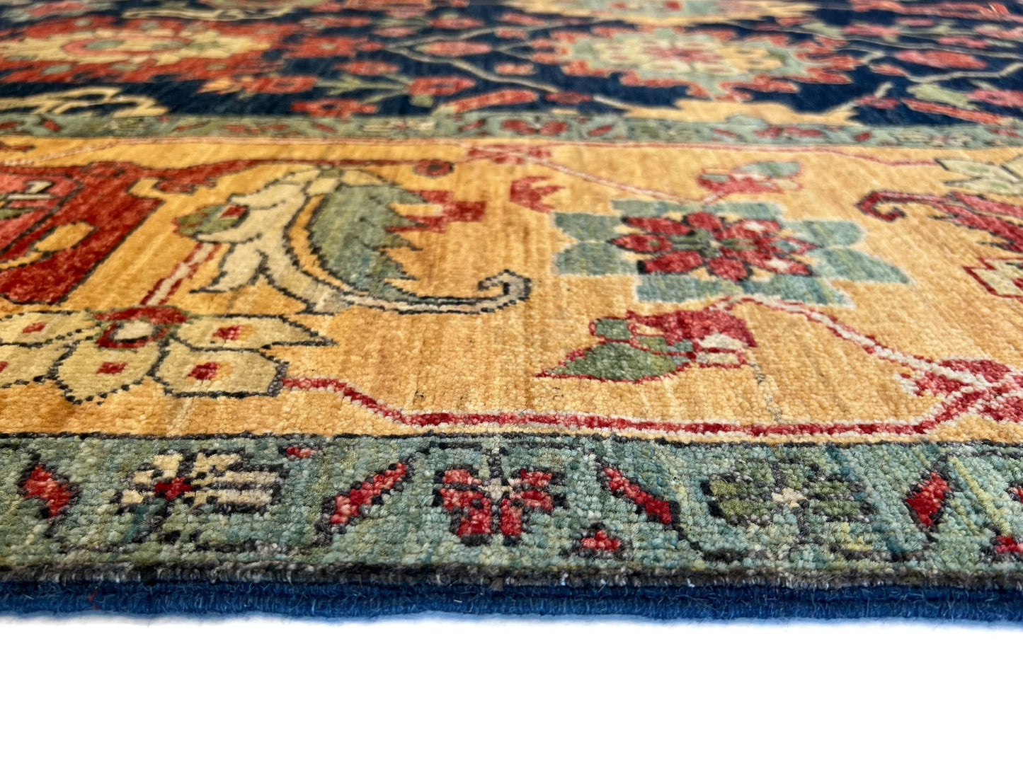 Afghan Serapi (10'00"x13'08") navy/gold