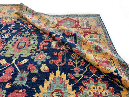 Afghan Serapi (10'00"x13'08") navy/gold