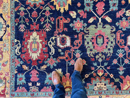 Afghan Serapi (10'00"x13'08") navy/gold