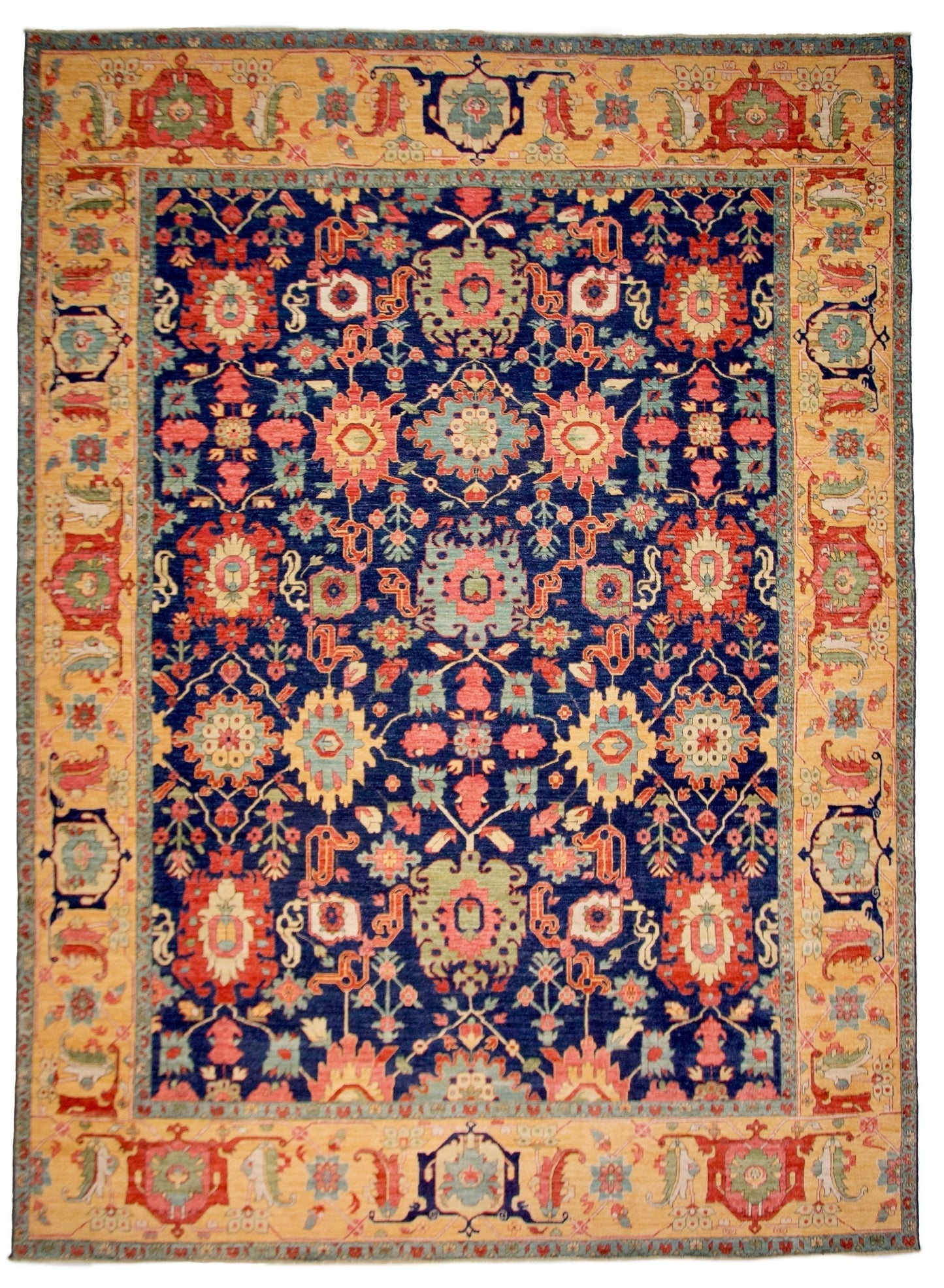 Afghan Serapi (10'00"x13'08") navy/gold