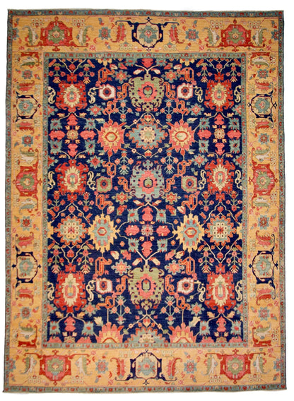 Afghan Serapi (10'00"x13'08") navy/gold