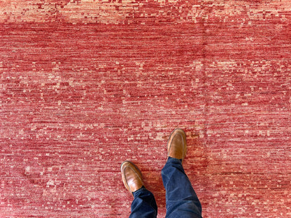 Modern Afghan Gabbeh (9'01"x11'10") coral