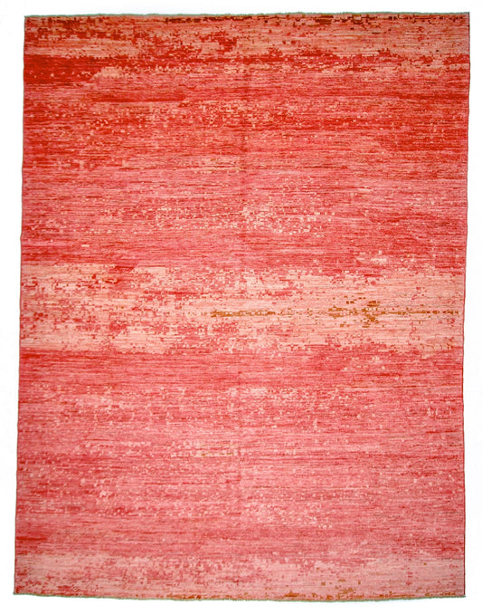 Modern Afghan Gabbeh (9'01"x11'10") coral