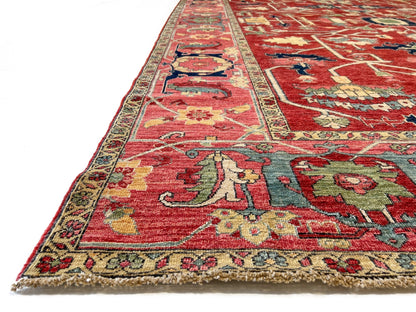 Afghan Heriz (9'01"x12'09") red/rose