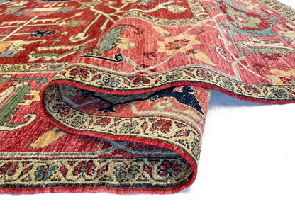 Afghan Heriz (9'01"x12'09") red/rose