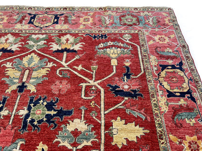 Afghan Heriz (9'01"x12'09") red/rose
