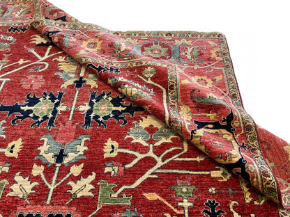 Afghan Heriz (9'01"x12'09") red/rose