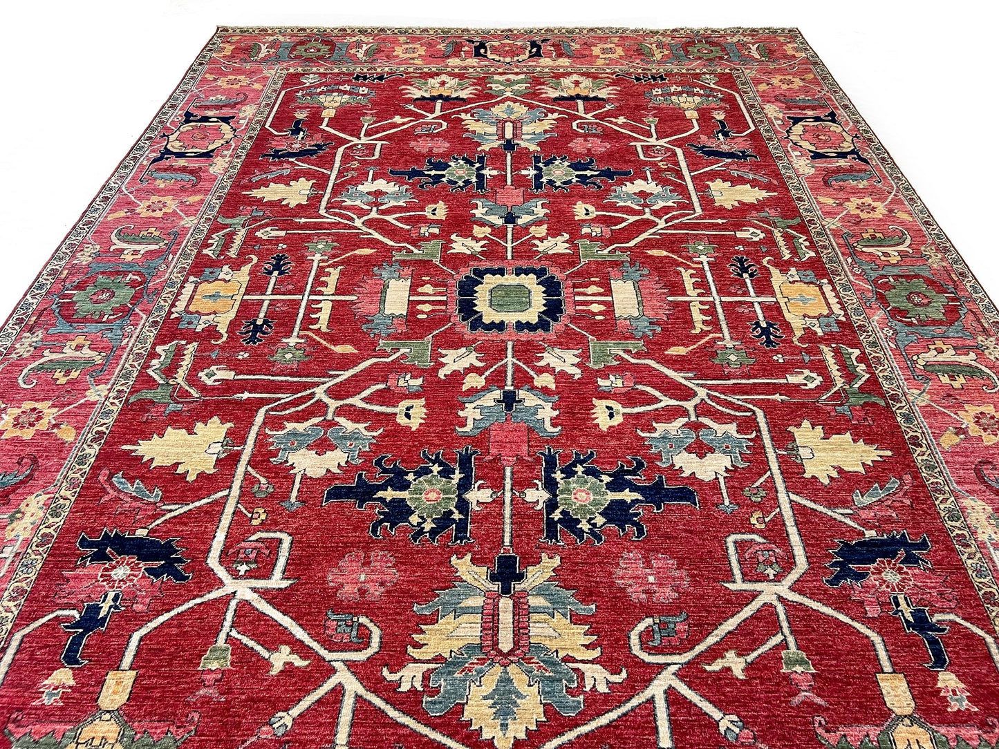 Afghan Heriz (9'01"x12'09") red/rose