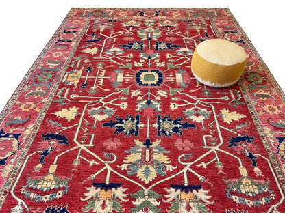 Afghan Heriz (9'01"x12'09") red/rose