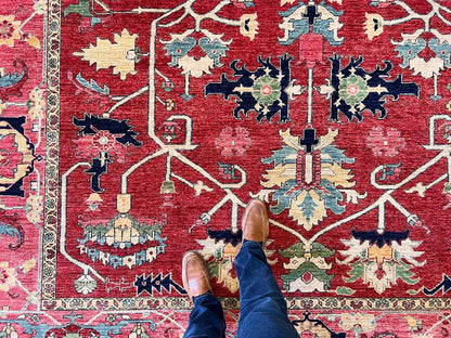 Afghan Heriz (9'01"x12'09") red/rose