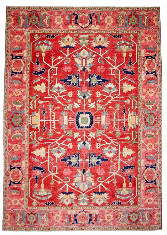Afghan Heriz (9'01"x12'09") red/rose
