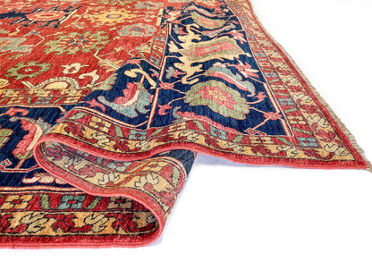 Afghan Serapi (8'09"x12'07") red/blue