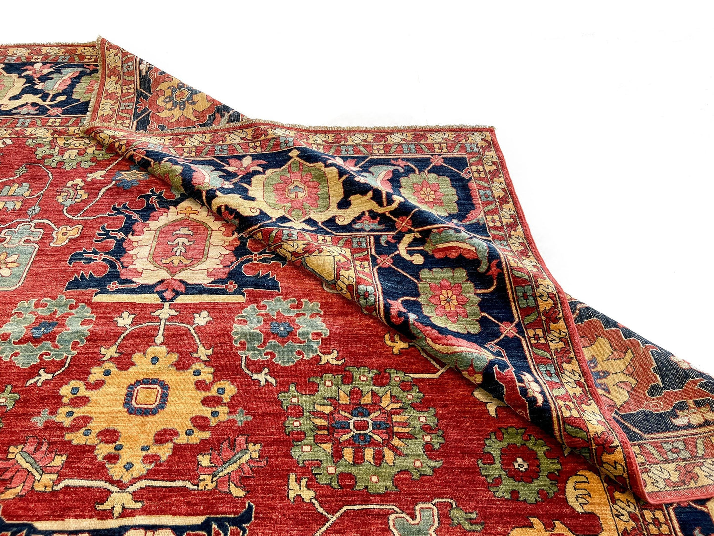 Afghan Serapi (8'09"x12'07") red/blue