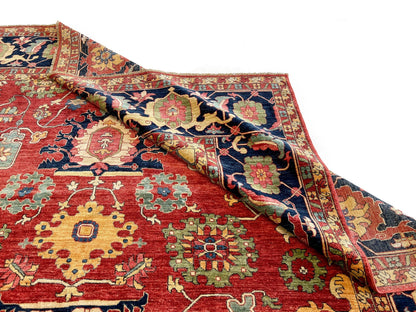 Afghan Serapi (8'09"x12'07") red/blue