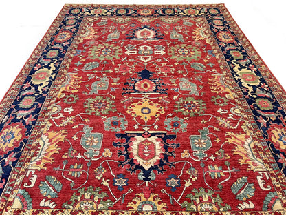 Afghan Serapi (8'09"x12'07") red/blue