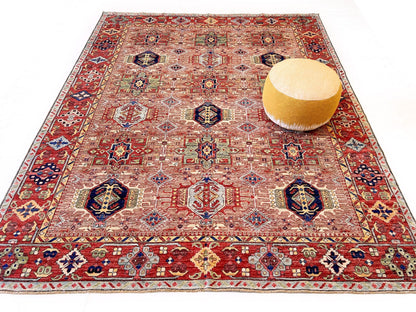 Afghan Karajeh (7'11"x9'08") brown/red
