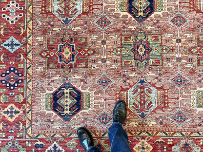 Afghan Karajeh (7'11"x9'08") brown/red