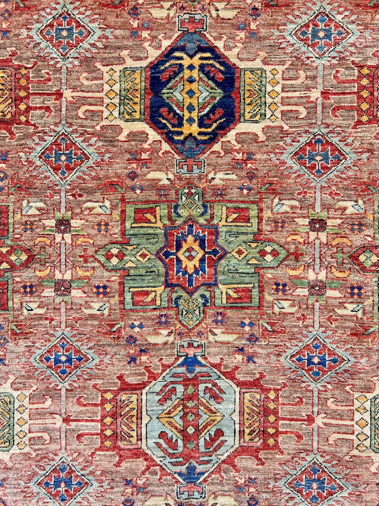 Afghan Karajeh (7'11"x9'08") brown/red