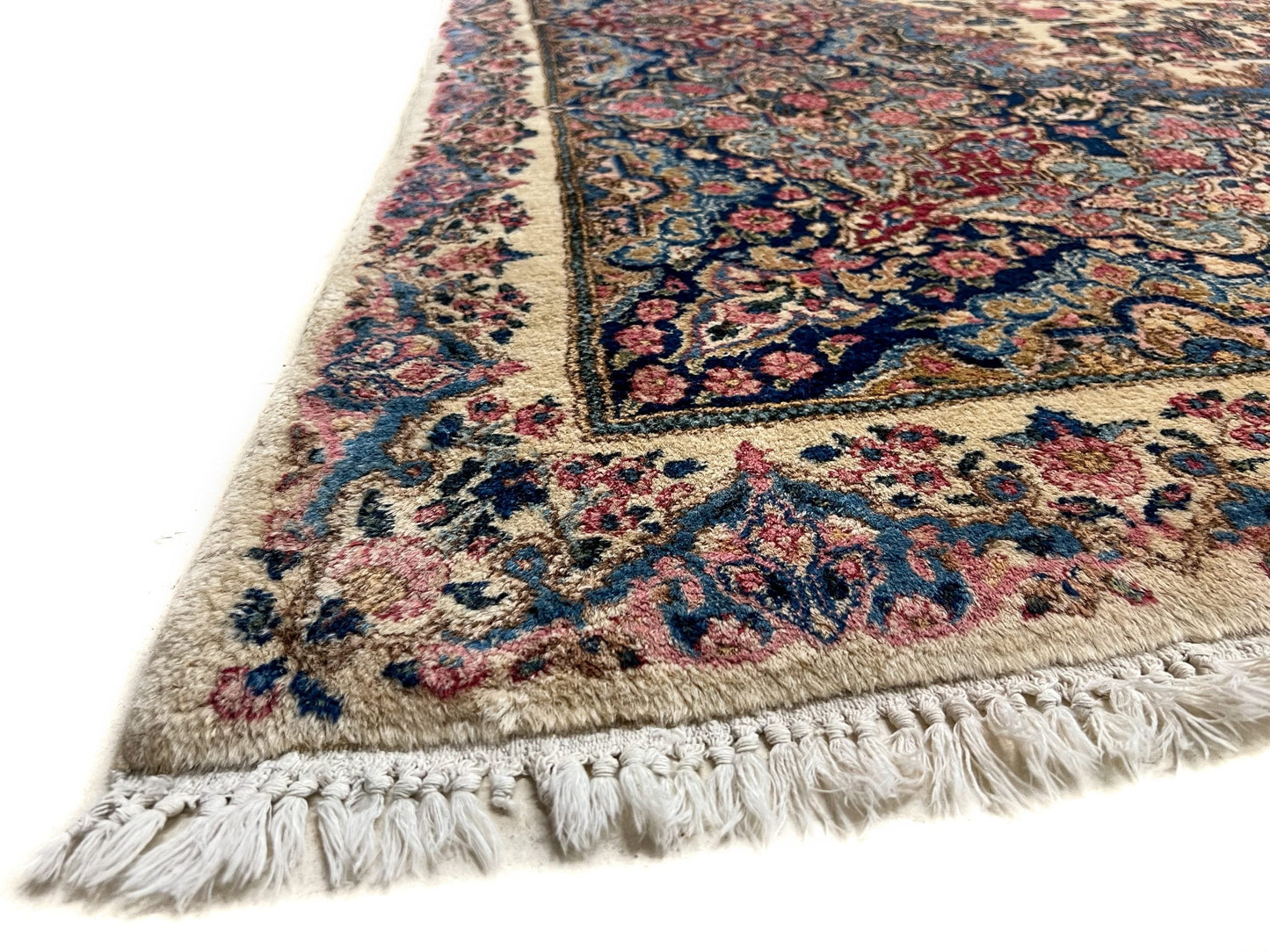 Vintage Persian Kerman (12'09"x21'05") ivory/pastel